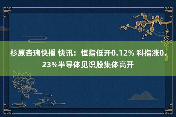 杉原杏璃快播 快讯：恒指低开0.12% 科指涨0.23%半导体见识股集体高开