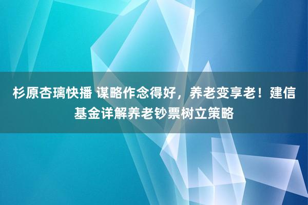 杉原杏璃快播 谋略作念得好，养老变享老！建信基金详解养老钞票树立策略