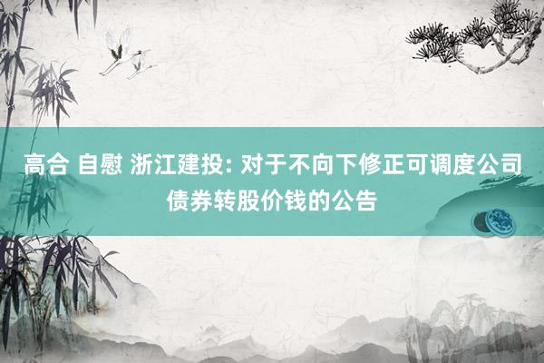 高合 自慰 浙江建投: 对于不向下修正可调度公司债券转股价钱的公告