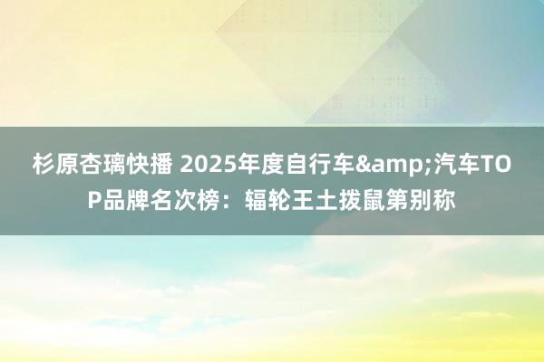 杉原杏璃快播 2025年度自行车&汽车TOP品牌名次榜：辐轮王土拨鼠第别称