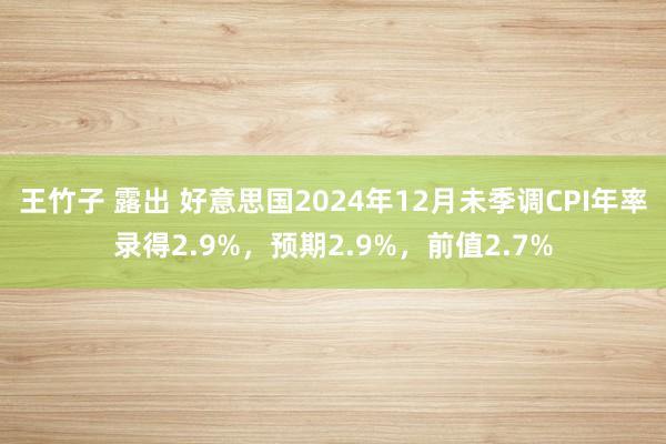 王竹子 露出 好意思国2024年12月未季调CPI年率录得2.9%，预期2.9%，前值2.7%